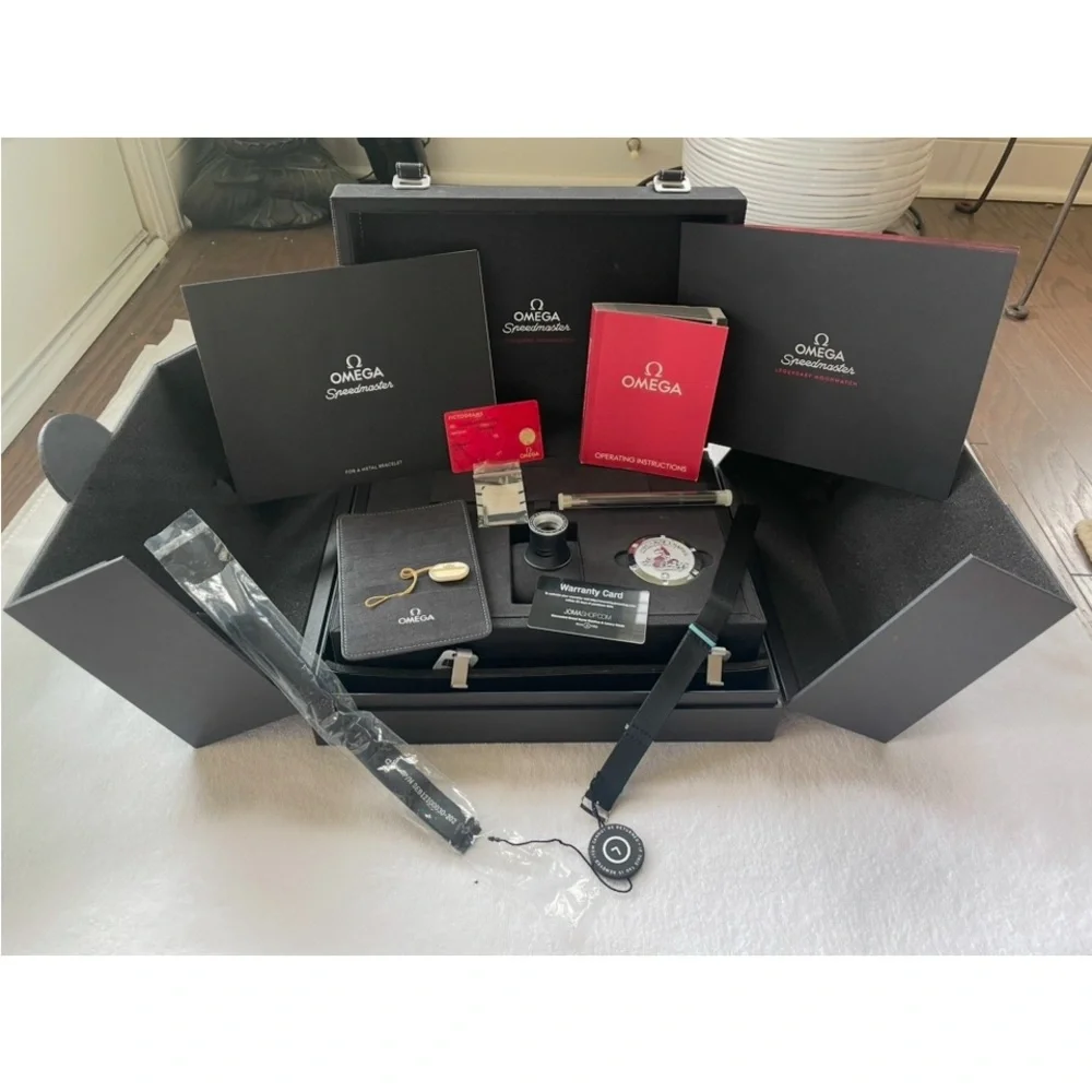 OMEGA SPEEDMASTER PROFESSIONAL MOONWATCH 1861 QUADRUPLE BOX COMPLETE SET…